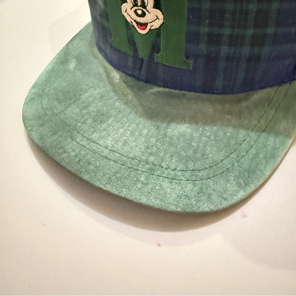 Vintage Goofy Hat Co. Mickey Mouse Green Plaid Hat with Green Suede Bill